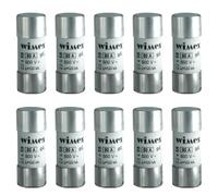 Lot de 10 fusibles, cylindrique 22 x 58 mm, 500 V 100 A, usage industriel et civil CF, intervention différée, en céramique, stéatite, utilisation gG, puissance interruption (lk) 80KA