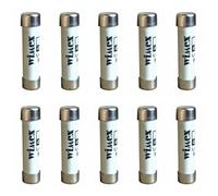 Lot de 10 fusibles, cylindrique 9 x 36 mm, 400 V 10 A, intervention retardée, avec indicateur de fusion, usage civil CF, en céramique, stéatite, utilisation gG, puissance interruption (lk) 50KA
