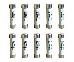 Lot de 10 fusibles cylindriques 9 x 36 mm, 400 V 25 A, intervention retardée, avec indicateur de fusion, usage civil CF, en céramique, stéatite, utilisation gG, puissance interruption (lk) 50KA