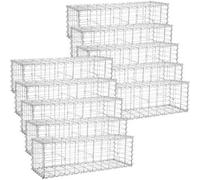 Lot De 10, Gabion Pour Pierre, Argent, Cloture Gabion, Cage En Métal, Mur, Décoration De Jardin, 100 X 30 X 30cm, Ggb033