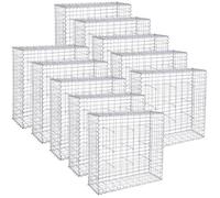 Lot de 10 Gabions à Pierre 100 x 80 x 30 cm Cage à Pierre Métallique galvanisé avec Spirale Clôture décorative Gris SONGMICS
