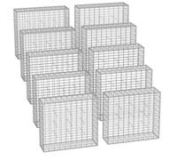 Lot de 10 Gabions pierre 100 × 90 × 30 cm Colonne Banc de jardin mur en pierre galvanisé SONGMICS