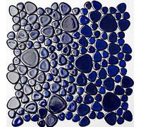 Lot de 10 galets de mosaïque en céramique - Bleu cobalt brillant