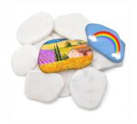 Lot de 10 galets plats à peindre en 3 tailles, avec 10 pinceaux différents, idéal pour les projets artistiques, la peinture d'enfants et la décoration de la maison