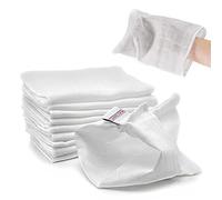 Lot de 10 Gants de Toilette en Mousseline pour Bébé - Lingette Bébé Réutilisable pour Nouveau-Né et Enfant - Coton Doux, certifié ÖKO-TEX, lavable jusqu’à 90°C - Blanc