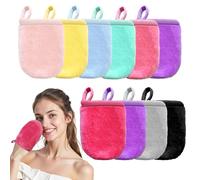 Lot de 10 gants démaquillants en microfibre pour le visage - Gants démaquillants en flanelle doux - Réutilisables - Convient à tous les types de peau - 10 couleurs, lingette demaquillante lavable