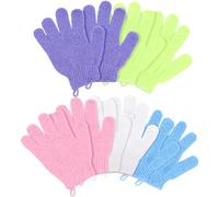 Lot de 10 gants exfoliants en bambou avec lanière - Gants exfoliants pour le bain et le corps - Élimine les poils incarnés et les peaux mortes pour la douche, le spa et le massage des cellules - 5
