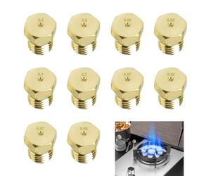 Lot de 10 Gicleur Gaz Butane Universels, Jeu de conversion de GPL, Universal Butane Gas Nozzles, Buses Injecteurs de Conversion pour Cuisinières et Plaques de Cuisson LPG, 0.5 0.65 0.7 0.87 0.95 mm