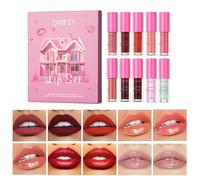 Lot de 10 gloss à lèvres - Tint Stain Liquid Water Tint - Huile à lèvres hydratante longue durée - Baume à lèvres liquide - Imperméable - Multi-usage
