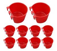 Lot de 10 gobelets à Eau pour Poules, mangeoires à Oiseaux suspendues pour Cage, 227 ML, Bols pour Lapins, Pigeons, perruches, volailles, avec Crochet, Rouge
