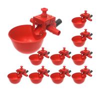 Lot de 10 gobelets à eau pour poulet - Abreuvoir automatique pour poulets - Réglables - Remplissage facile - Accessoires agricoles - Rouge - 8,5 x 7 x 4 cm