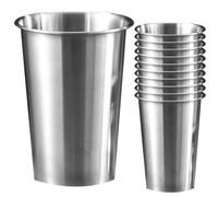 Lot de 10 gobelets en acier inoxydable : 500 ml Gobelet en acier inoxydable Ensemble de verres à liqueur sans poignée Gobelet en métal Chopes à bière Argent 304 Gobelet à boire en acier inoxydable