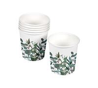Lot de 10 Gobelets en Carton "Eucalyptus" 23cl Blanc