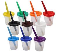 Lot de 10 gobelets et pinceaux anti-déversement, palette anti-déversement, équipement de peinture, pour l'école, la maison