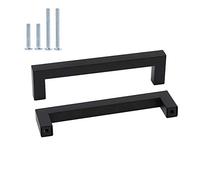 Lot de 10 goldenwarm Poignee Meuble Noir Poignée Noir Poignée Cuisine avec Finition Mate Acier Inoxydable Entraxe 128mm
