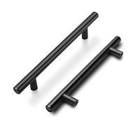 Lot de 10 goldenwarm Poignée Noires Meuble Poignées de Meuble Cuisine Noires -LS201BK160 Poignées de Placard Noires Solide avec Finition Mate en Acier Inoxydable Entraxe 160mm