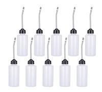 Lot de 10 graisseurs pour machine à coudre, bouteille d'huile en plastique de 120 ml avec long bec vissé sur le bouchon, distributeur d'huile de lubrifiant pour machine, pot d'huile de buse en fer