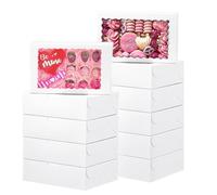 Lot de 10 grandes boîtes à biscuits, desserts avec fenêtre transparente - 30,5 x 20,3 x 6,3 cm - Grandes boîtes de boulangerie blanches pour muffins, cupcakes et pâtisseries (rectangulaires, 10 pièces