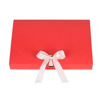 Lot de 10 grandes boîtes cadeaux avec couvercle - 26 x 17,5 x 3 cm - Grande fermeture - Boîtes de fête pour cadeaux avec ruban de soie pour mariage, Noël, anniversaire, vacances, Saint-Valentin