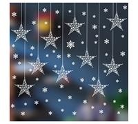 Lot de 10 grandes boules de Noël autocollantes pour fenêtre avec 60 flocons de neige - Flocon de neige et étoile - Autocollants pour fenêtre