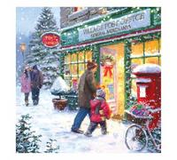 Lot de 10 grandes cartes de Noël caritatives avec enveloppes - Écologiques et recyclables (bureau de poste de village) - 16 x 16 cm