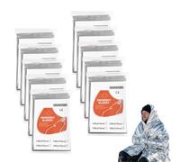 Lot de 10 Grandes Couvertures de Survie Réutilisables 210 x 160 cm | Couvertures Isolantes, Imperméables, Réfléchissent 90 % de la Chaleur Corporelle | Randonnée, Voiture, Urgences et Catastrophes