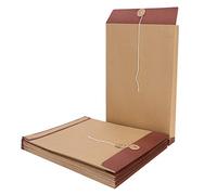 Lot de 10 grandes enveloppes A4/B5 en papier kraft à soufflets avec fermeture à ficelle, pochettes de projet, organiseur de documents, papier ministre auto-adhésif