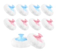 Lot de 10 grandes houppettes à poudre pour bébé avec poignée pour fond de teint, corps et visage (bleu + rose)