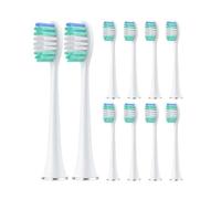 Lot de 10 grandes têtes brosse à dents poils en forme croissant, compatibles avec les brosses électriques la série Aquasonic, souples et profonds(White)