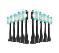 Lot de 10 grandes têtes brosse à poils en forme croissant, compatibles avec les brosses dents électriques la série Aquasonic. Poils souples for un nettoyage profondeur des(Black)