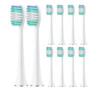 Lot de 10 grandes têtes de brosse à dents à poils souples en forme de croissant, compatibles avec les brosses à dents électriques Aquasonic Series(White)