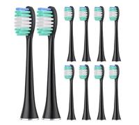 Lot de 10 grandes têtes de brosse à dents à poils souples en forme de croissant, compatibles avec les brosses à dents électriques Aquasonic Series(Black)
