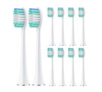 Lot de 10 grandes têtes de brosse à dents à poils souples en forme de croissant, compatibles avec les brosses à dents électriques Aquasonic Series(White)