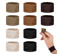 Lot de 10 grands élastiques à cheveux en coton stretch - Marron - Pour queue de cheval - Pour femmes et filles - Pour cheveux épais et bouclés (texturés)