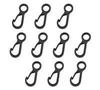 Lot de 10 grands petits crochets en plastique pour lanières - Fermeture à cliquet - Boucle simple - Crochet de tente noir - Pour lumières - Robuste