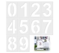 Lot de 10 Grands Pochoirs Chiffres, Pochoirs à Chiffres Réutilisables Pochoir Nombre Maison Pochoir de Peinture Grand Gabarit Lavables de 0 à 9 NuméRo en Plastique pour Peinture et Décoration DIY