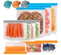 Lot de 10 grands sacs à sandwich réutilisables en silicone fermeture éclair pour conserver les fruits, les pommes de terre et les collations