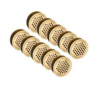 Lot de 10 grilles d'aération double face pour armoire et armoire à chaussures - Grille d'aération en acier inoxydable de 35 mm avec grille d'aération - Doré - Compatible avec divers rangements
