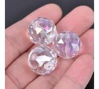 Lot de 10 Grosses Perles Rondes à facettes en Cristal de 20 mm pour la Fabrication de Bijoux - Transparent AB