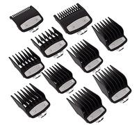 Lot de 10 guides de coupe pour tondeuse Wahl avec clip en métal/code couleur de 1,5 à 25 mm, compatible avec toutes les tondeuses Wahl de taille normale (noir)