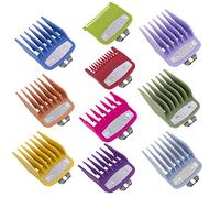Lot de 10 guides de coupe pour tondeuse Wahl avec clip en métal/code couleur de 1,5 à 25 mm, compatible avec toutes les tondeuses Wahl pleine taille (colorées)