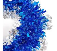 Lot de 10 guirlandes de Noël - 2 m x 9 cm - Guirlande métallique - Décoration d'arbre de Noël - Guirlande de sapin de Noël pour mariage, anniversaire - Bleu