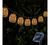 Lot de 10 guirlandes lumineuses solaires à LED pour extérieur - 3,6 m - Résistantes aux intempéries - IP44 - Étanche - Corde en papier - Pour extérieur, jardin, balcon