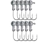 Lot de 10 hameçons à tête plombée - 1G/2G/3.5G/5G/6G/7G/9G - Boule ronde souple - Appât pour pêche en eau douce et salée - Pour bar (20 g)