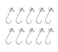 Lot de 10 hameçons à tête plombée ronde et pointue avec ardillon - Kit de pêche en eau salée et eau douce pour truite et bar (1,5 g)