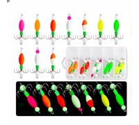Lot de 10 hameçons phosphorescents pour la pêche au poulpe, corps ovale pour un mouvement réaliste des appâts, crochets à six griffes pour une pénétration sûre, efficaces pour la mer et les eaux