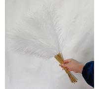 Lot de 10 herbes de la pampa artificielles séchées et pelucheuses pour remplissage de vases, bouquets de fête de mariage, décoration de maison, hôtel (blanc)