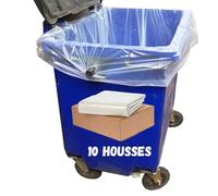 Lot de 10 housses conteneur transparentes - Poubelles 750L - PEBD REC 30 microns - Fabrication européenne - Protection hygiénique poubelles copropriété, commerces et entreprises (750 LITRES)