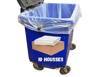 Lot de 10 housses conteneur transparentes - Poubelles 750L - PEBD REC 30 microns - Fabrication européenne - Protection hygiénique poubelles copropriété, commerces et entreprises (750 LITRES)