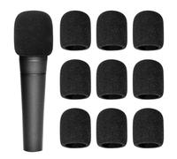 Lot de 10 housses de microphone en mousse épaisse haute densité pour microphone - Noir - Jetables - Compatibles avec la plupart des microphones portables standard (7,9 x 6,9 cm)